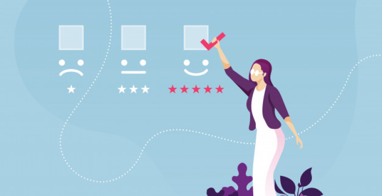 customer-experience-online-review-concept-businesswoman-choose-smiley-icon_70921-520